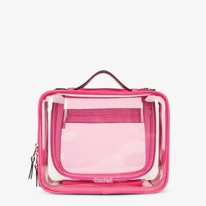 Large CALPAK Pink Clear Cosmetic Bag - Dragonfruit